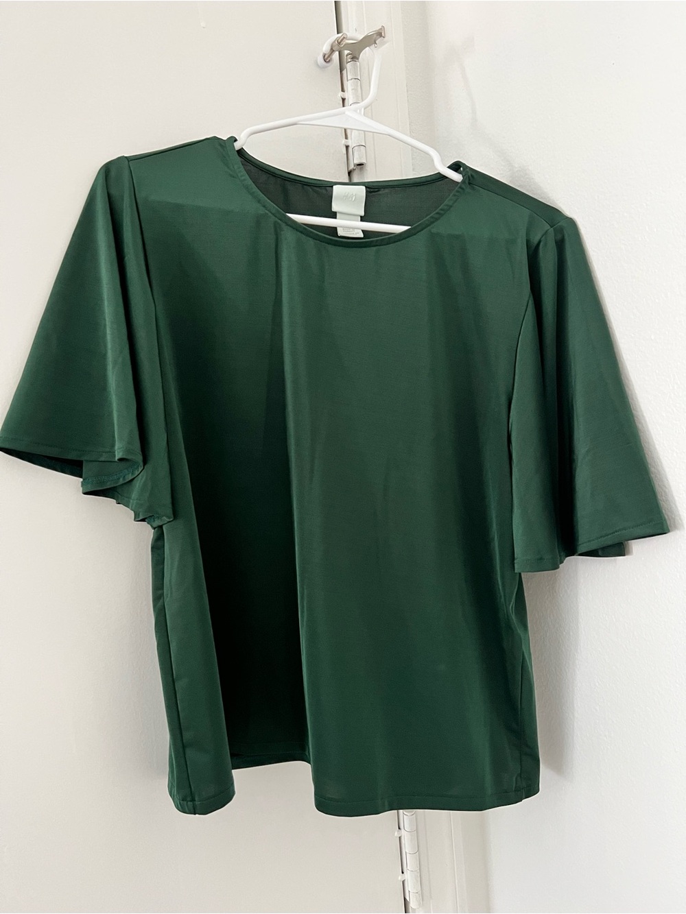 H&M Dark Green Flutter Sleeve Blouse